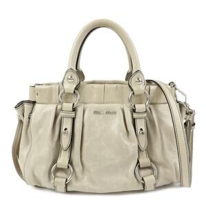 Miu Miu Logo Calfskin Satchel Gray